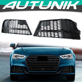 Black Front Fog Light Grill Cover for Audi A3 8V Non-Sline 2017-2020