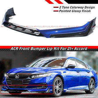 Night Pearl Blue Front Bumper Lip Splitter Kit For 2021-2022 Honda Accord