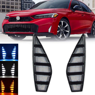 3-Color LED DRL Fog Lights Turn Signals For Honda Civic 2025+ – White / Amber / Blue