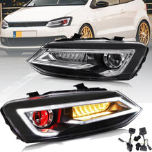 Dual Beam LED Headlights w/DRL Demon Eyes For VW Volkswagen Polo 2011-2017 Sequential Turn Signal