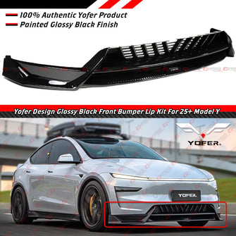 For 2025-2026 Tesla Model Y Juniper Gloss Black Front Bumper Lip Kit By Yofer