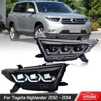 L+R LED Headlights For Toyota Highlander 2012-2014 Sequential Front Lamps