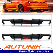 Rear Bumper Diffuser Gloss Black w/ LED Brake Light For Audi A6 C8 S-Line S6 2019-2025