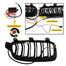 Gloss Black Front Kidney Grille Upper Radiator w/ LED Lights For 2013-2018 BMW 3 Series F30 320i 328i 335i Sedan