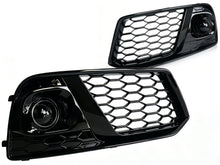 For Audi Q5 Non S-line 2018-2020 Gloss Black Front Honeycomb Mesh Grill+Fog Lamp Cover Bezels