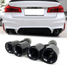 Pair For 2017-2019-2024 BMW 540i 528i 530i G30 M-Sport Wet Carbon Fiber Gloss Black Steel Quad Exhaust Tips