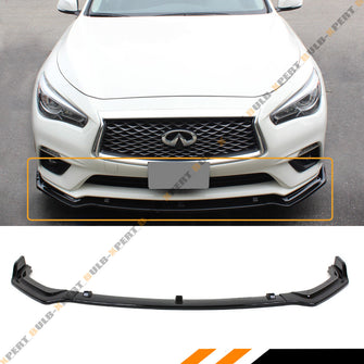 Glossy Black Front Bumper Lip Splitter For 2018-2024 Infiniti Q50 Luxe Base Premium