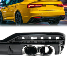 S5 Style Rear Diffuser Lip W/ Black Exhaust Tips For Audi A5 B9.5 S-Line 2020-2025