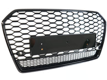 RS6 Look Badgeless Honeycomb Grille For Audi A6 S6 C7 2016–2018 Gloss Black
