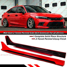 For 2022-2026 Honda Civic Sedan & Hatchback Rallye Red Black 2 Tone Side Skirt Extension
