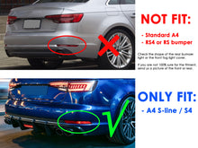 Gloss Black Rear Bumper Diffuser w/ LED Light For Audi A4 S4 B9 S-Line 2017-2019