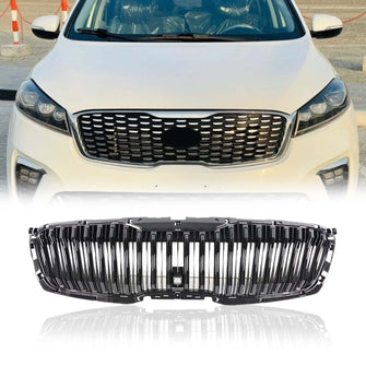 Front Bumper Upper Grille Mid Grid Gloss Black for KIA Sorento 2018-2021