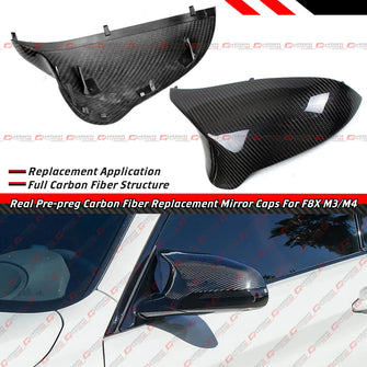 Full Dry Carbon Fiber Mirror Cover Caps Replacement for BMW F80 M3 F82/F83 M4 F87 M2 Competition