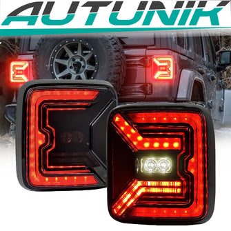 Smoke Rear LED Tail Lights For Jeep Wrangler JL JLU 2018-2025 Running Brake Lamp