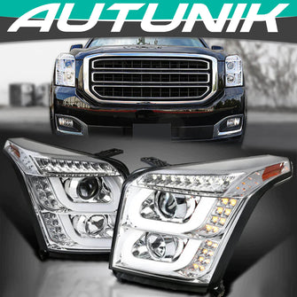 For 2015-2020 GMC Yukon XL LED Bar Projector Headlights Signal Lamps L+R