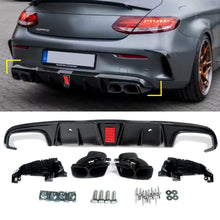 Carbon Style Rear Diffuser Exhaust Tailpipes For Mercedes Coupe C205 C43 C300 AMG 2015-2020