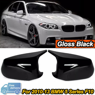 Gloss Black Side Mirror Cover Caps Replacement For BMW 5 Series F10 F11 2011-2013 Pre-LCI