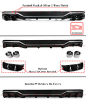 Gloss Black Rear Bumper Diffuser + Exhaust Tips + Corner Extensions fit for Honda Accord 2023 2024