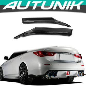 Carbon Fiber Look Rear Bumper Side Canards Aprons for Infiniti Q50 2014-2024 Rear Spats