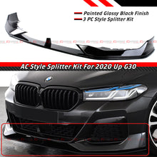 For 2021-2023 BMW G30 530i 540i M550i M Sport LCI AC Style Glossy Black Front Lip Splitter