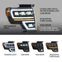 FULL LED Projector Headlights /W Sequential Turn For 2009-2014 Ford F-150 F150