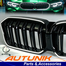 LED Illuminated Front Kidney Grille Dual Slat Gloss Black For BMW 3 Series G20 330i M340i 2023-2026