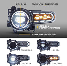 Pair LED Headlights W/Animation DRL Front Light For 2007-2014 Toyota FJ Cruiser