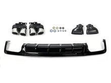 （Only Sline）For Audi A6 S6 C8 2019-2025 Rear Bumper Lip Rear Diffuser Gloss Black + Chrome Exhaust Tips