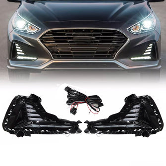 LED DRL Fog Lights with Daytime Running Lights For 2018-2019 Hyundai Sonata (Halogen)