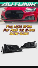 Pair For 2017-2019 Audi A5 S-line S5 B9 Fog Light Grille Trim w/ ACC Caps Black
