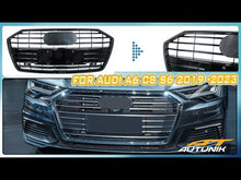 Black Front Grille for Audi A6 C8 S6 2019-2024 No Camera fg265