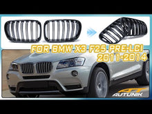 Gloss Black Front Bumper Kidney Grille For BMW X3 F25 Pre-LCI 2011-2014