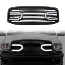 Black Front Hood Grill Bumper Grille Shell w/ LED Light for Dodge Ram 1500 2500 3500 2006-2009