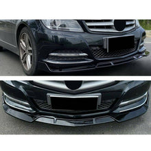 3pcs Gloss Black Front Splitter Lip For 2008-2014 Mercedes C-Class W204 AMG Bumper