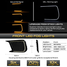 White+Amber Sequential LED DRL Turn Signal Fog Lights Cover Bezel For 2018-2021 Subaru WRX STi